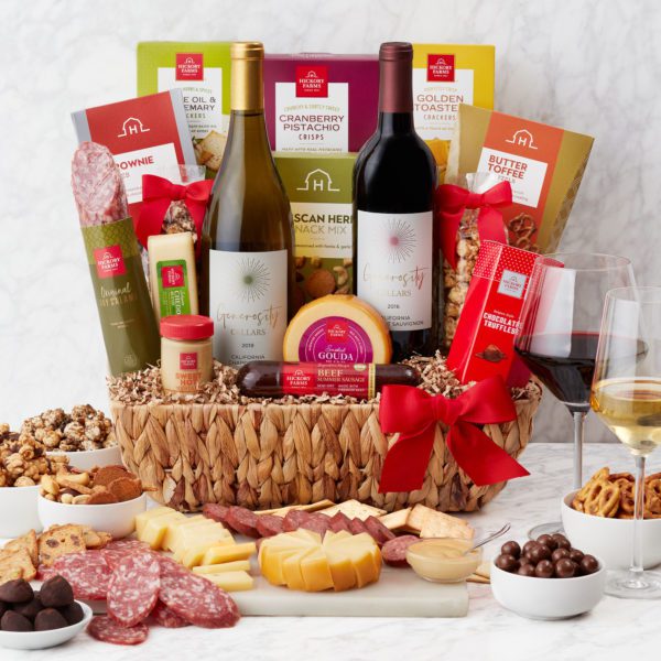 Deluxe Wine Gift Basket with Cheese & Snacks | Hickory Farms