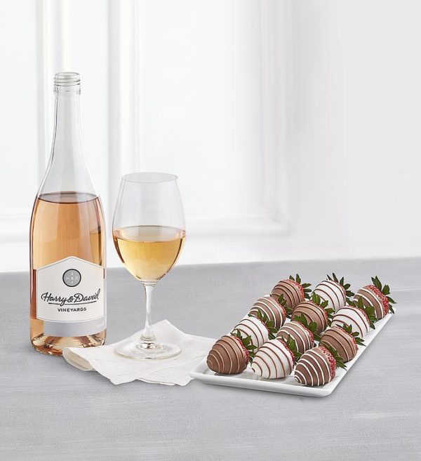 Gourmet Drizzled Strawberries And Rosé Wine, Gifts by Harry & David