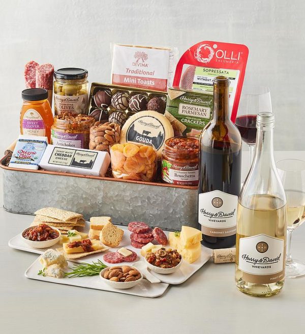 Gourmet Serving Tray Gift With Wine, Assorted Foods, Gifts by Harry & David