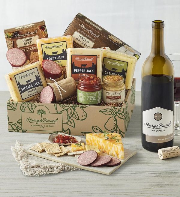 Grand Meat And Cheese Gift Box With Wine, Assorted Foods, Gifts by Harry & David