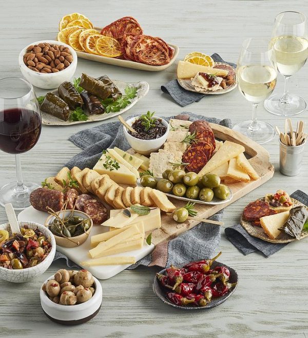 Grande Mediterranean Tapas Board With Wine, Assorted Foods, Cheese by Harry & David
