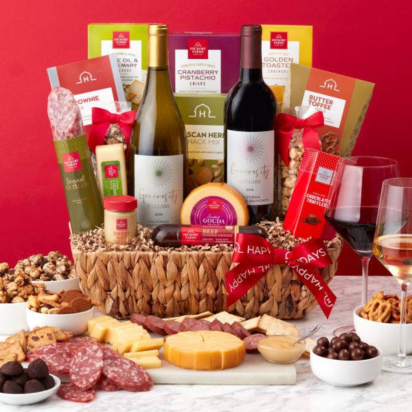 Happy Holidays Deluxe Sip & Snack Gift Basket | Hickory Farms