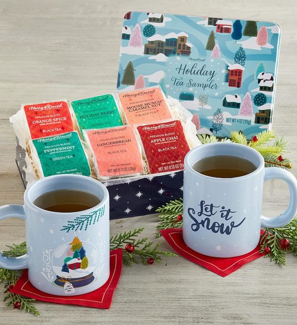 Holiday Tea Tin And Mugs Gift, Gifts by Harry & David