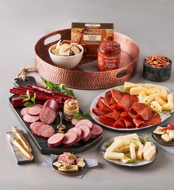 Meat & Cheese Hammered Copper Tray Gift, Assorted Foods, Gifts by Harry & David