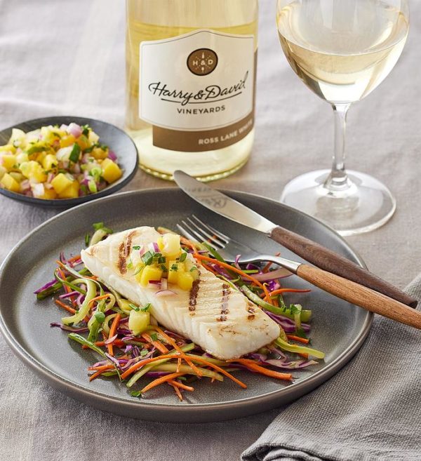 Msc Wild Alaskan Halibut 4-Ounce Portions With Pinot Gris, Seafood, Premium by Harry & David