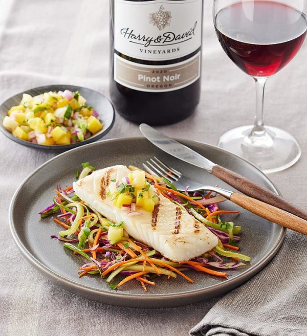 Msc Wild Alaskan Halibut 4-Ounce Portions With Pinot Noir, Seafood, Premium by Harry & David