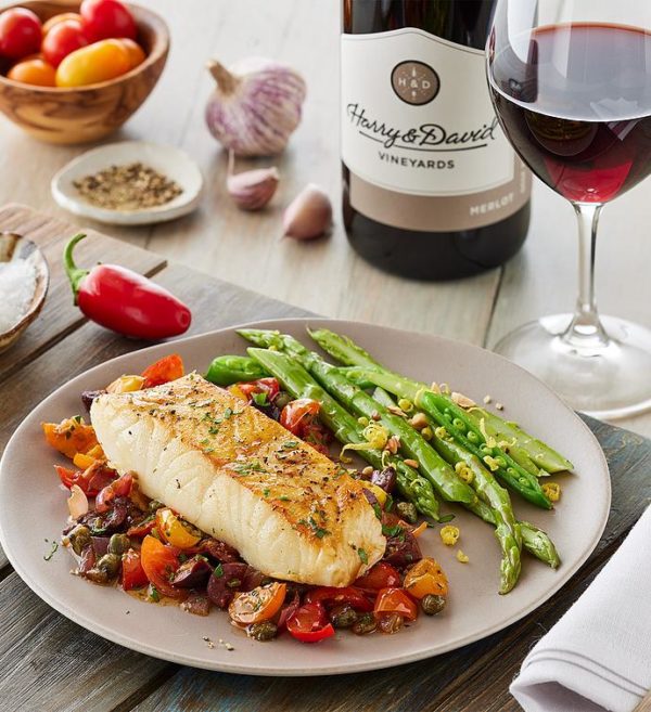 Msc Wild Chilean Sea Bass 4-Ounce Portions With Merlot, Assorted Foods, Premium by Harry & David