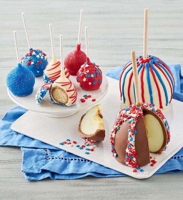 Patriotic Belgian Chocolate-Dipped Apples And Cake Pops, Coated Fruits Nuts, Cakes by Harry & David