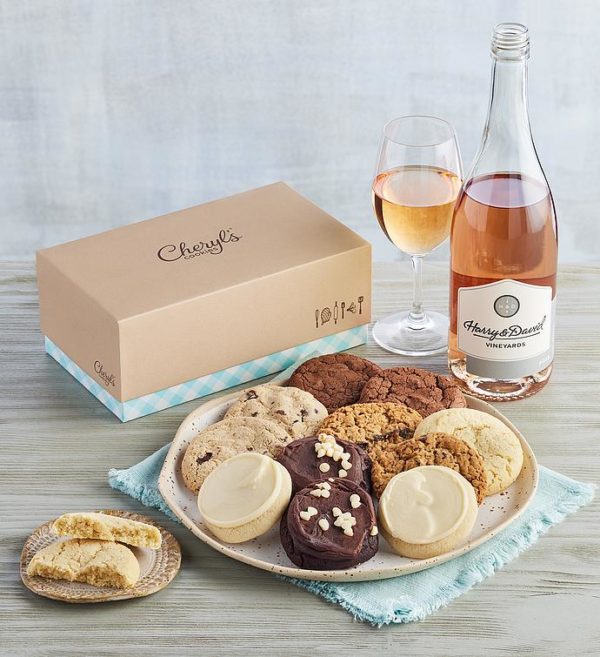Rosé Wine And Cheryl's Cookies Box, Assorted Foods, Bakery by Harry & David