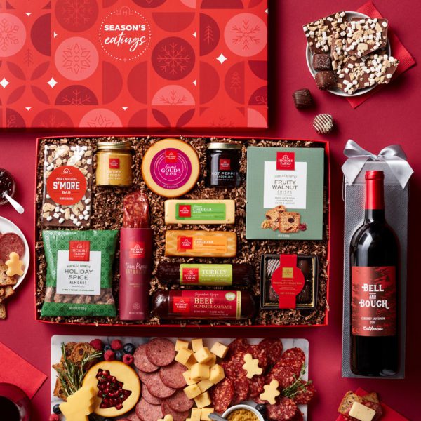 Season's Eatings Charcuterie & Chocolate Gift Box with Wine | Hickory Farms