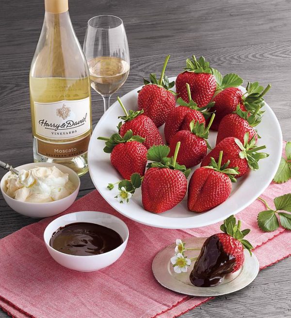 Strawberries, Devonshire Cream, And Harry & David™ Wine, Fresh Fruit, Gifts