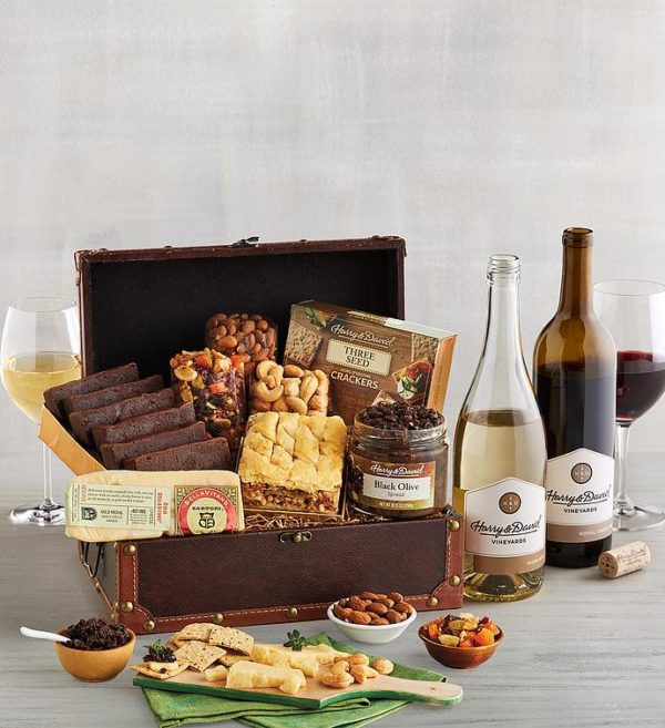 Sweet & Savory Chest With Wine, Assorted Foods, Gifts by Harry & David