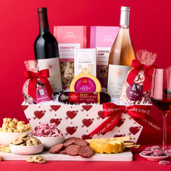 Valentine's Day Premium Treats & Wine Gift Basket | Hickory Farms