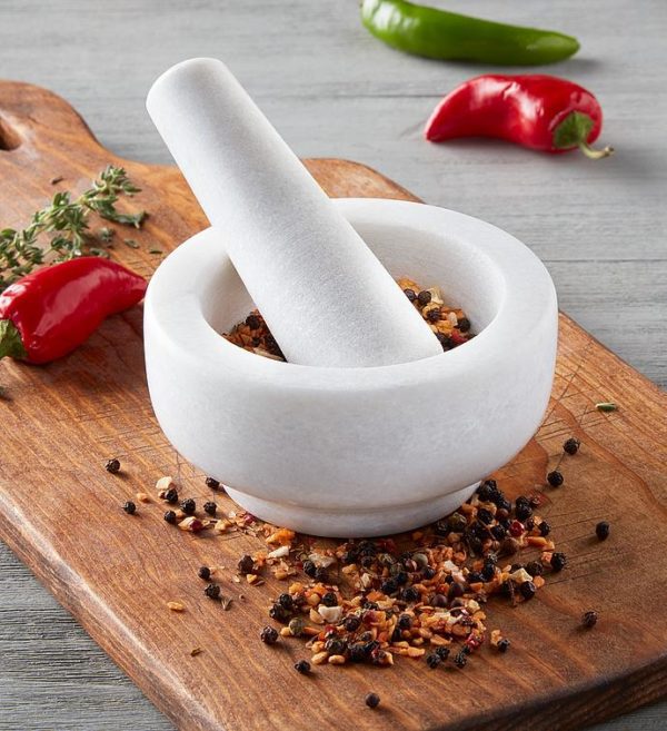 White Marble Mortar And Pestle, Kitchen Serving Ware, Utensils - Gadgets by Harry & David