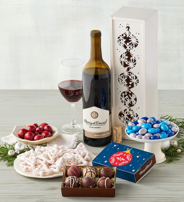 Wine Box With Ornament Cutouts, Assorted Foods, Gifts by Harry & David