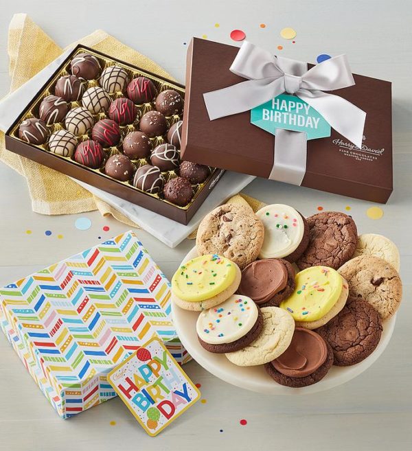 Chocolate Truffles And Cheryl's® Cookies Birthday Gift, Assorted Foods, Gifts by Harry & David