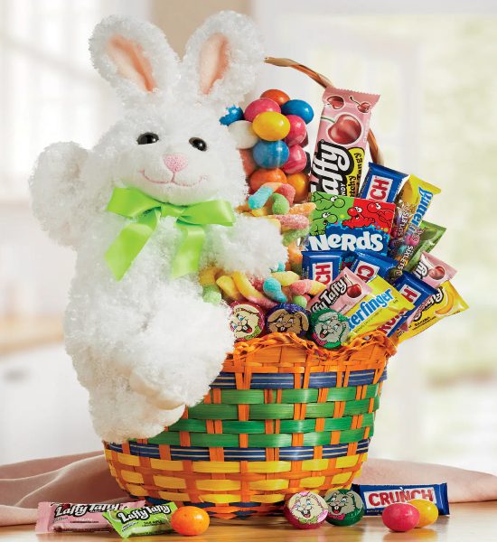 Furry Floppy-eared Easter Bunny Candy Splash Gift Basket