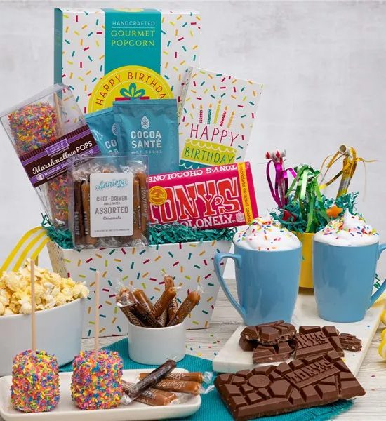 Happy Birthday Party Caramels and Chocolate Gift Basket