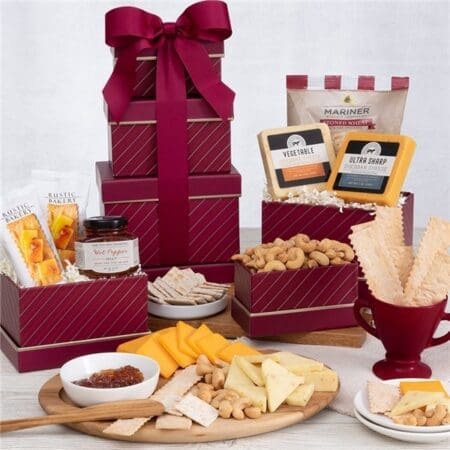 Cheese and Cracker Christmas Gift Tower
