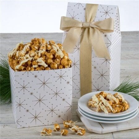 Classic Christmas White Chocolate Caramel Popcorn Gift