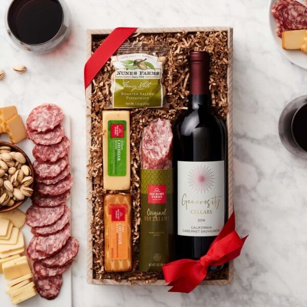 Gluten Free Gift Box with Wine | Gluten Free Gift Basket with Meat & Cheese | Hickory Farms