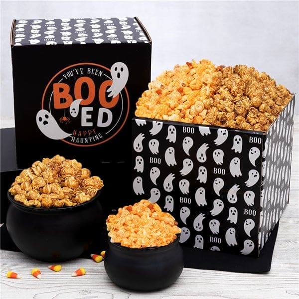 Happy Halloween Cheesy Cheddar and Caramel Popcorn Duo Experience