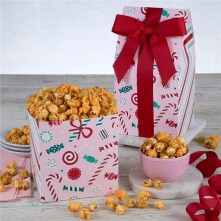 Happy Holidays Mixed Cheesy Cheddar and Caramel Popcorn Gift