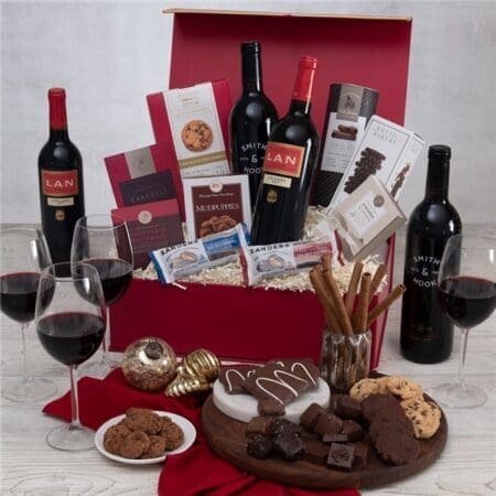 Holiday Curated Red Wine & Chocolate Gift Box
