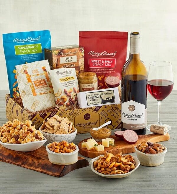Assorted Savory Snack Box With Wine, Gifts by Harry & David