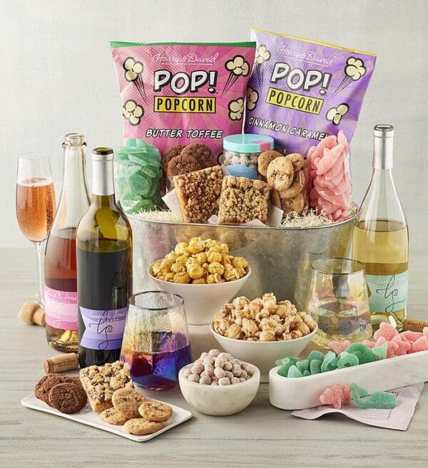 Basket Of Sweets With Wine Trio, Gifts by Harry & David