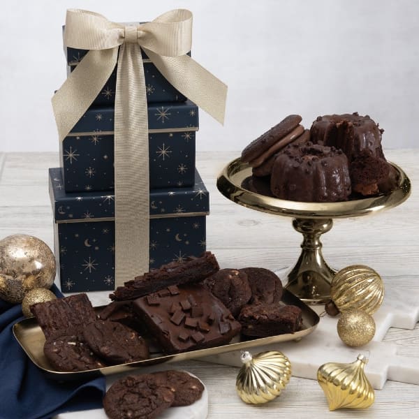 Decadent Double Chocolate Fudge Brownie Winter Mix Gift Basket
