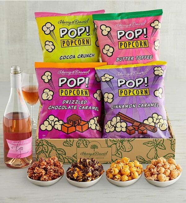 Harry & David Pop! Popcorn™ Sweet Assortment With Wine - 1 Bottle, Gifts