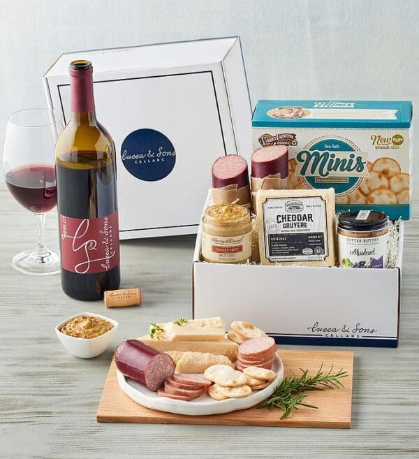Lucca & Sons Market™ Meat And Cheese Box With Wine, Gifts by Harry & David