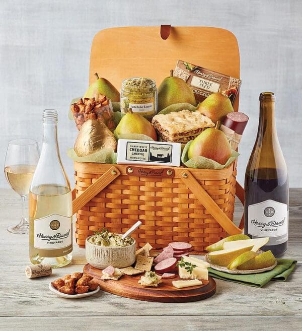 Picnic Basket Gift With Wine - 2 Bottles, Gifts by Harry & David