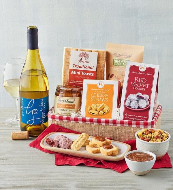 Snack Gift Basket With Grapevine White Wine, Gifts by Harry & David