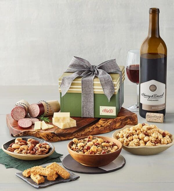 Snack Lovers Gift Box With Wine, Assorted Foods, Gifts by Harry & David