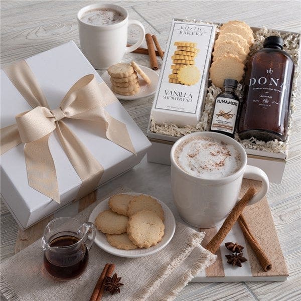Luxurious Spiced Chai and Vanilla Shortbread Cookies Gift Basket
