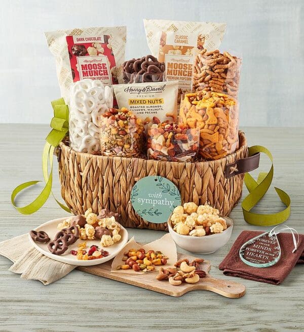 Sympathy Snacks Basket With Personalized Teardrop Ornament, Gifts by Harry & David