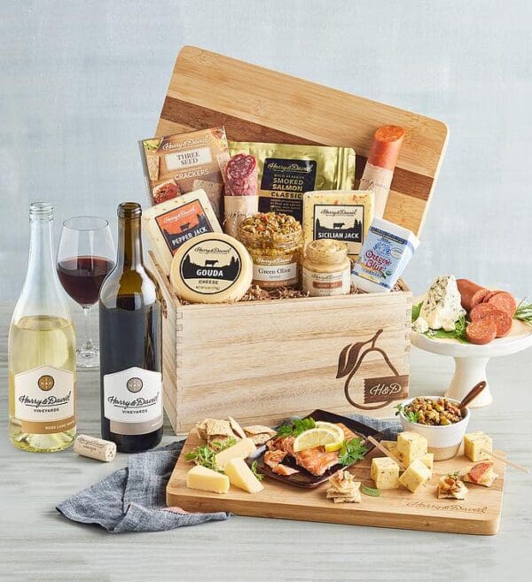 Artisan Meat And Cheese Gift With Wine - 2 Bottles, Gifts by Harry & David