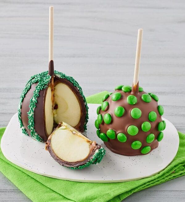 Belgian Chocolate-Dipped Caramel Apples - Green Decorations, Coated Fruits Nuts, Gifts by Harry & David