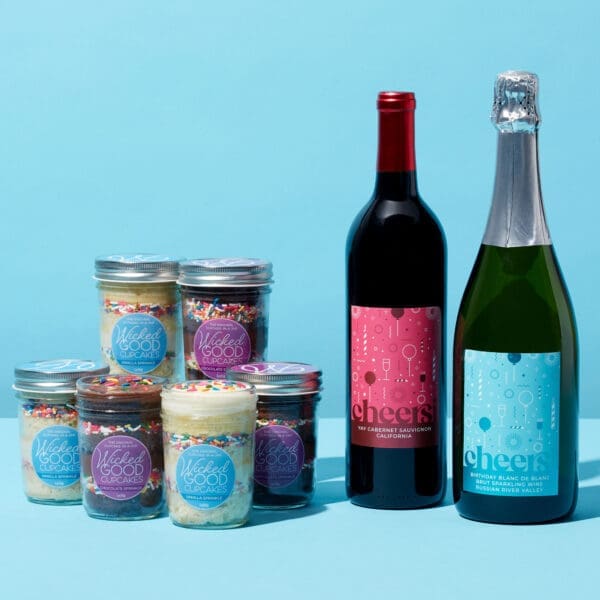 Birthday Cupcake 6-Pack & Wine Gift Set | Hickory Farms