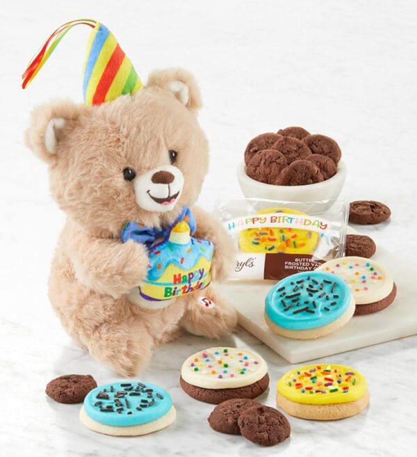 Birthday Musical Bear And Treats by Cheryl's Cookies