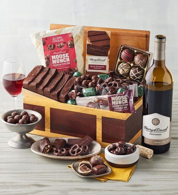 Chest Of Chocolates With Wine, Chocolates & Sweets by Harry & David