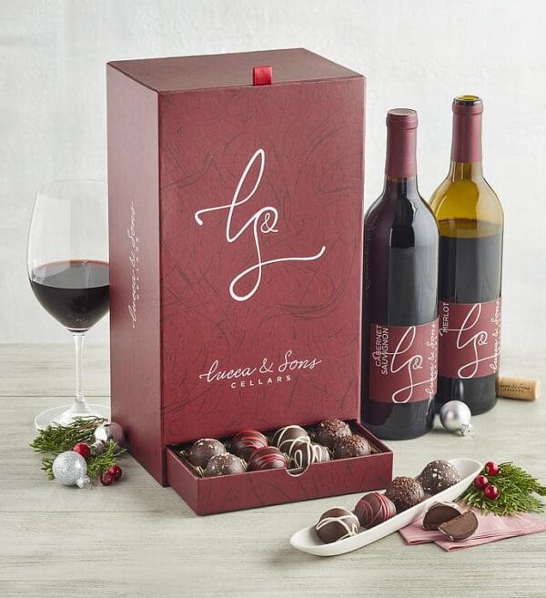 Lucca & Sons Cellars Red Wine With Chocolate Truffles, Assorted Foods, Chocolates & Sweets by Harry & David