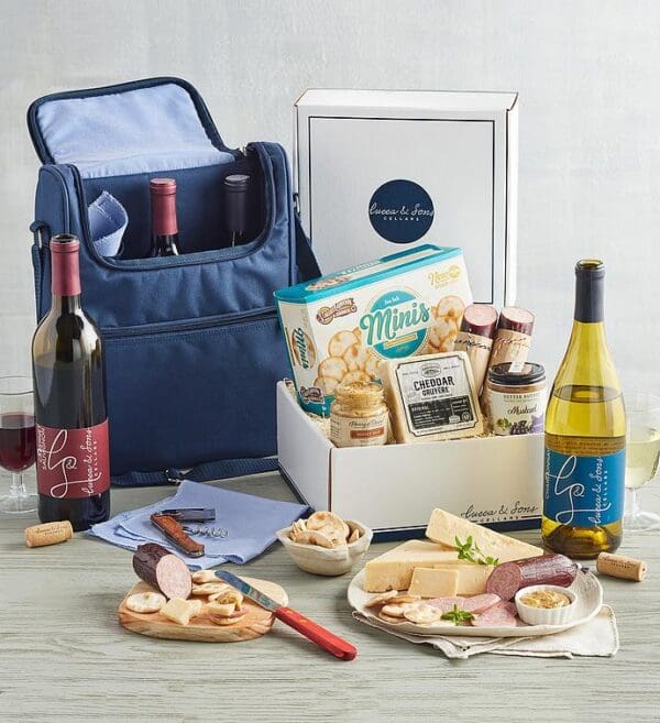Lucca & Sons Market Box With Wine And Picnic Cooler, Gifts by Harry & David