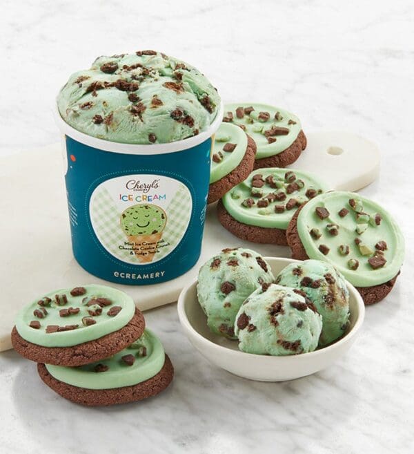 Mint Cookie Crunch Ice Cream And Cookies by Cheryl's Cookies