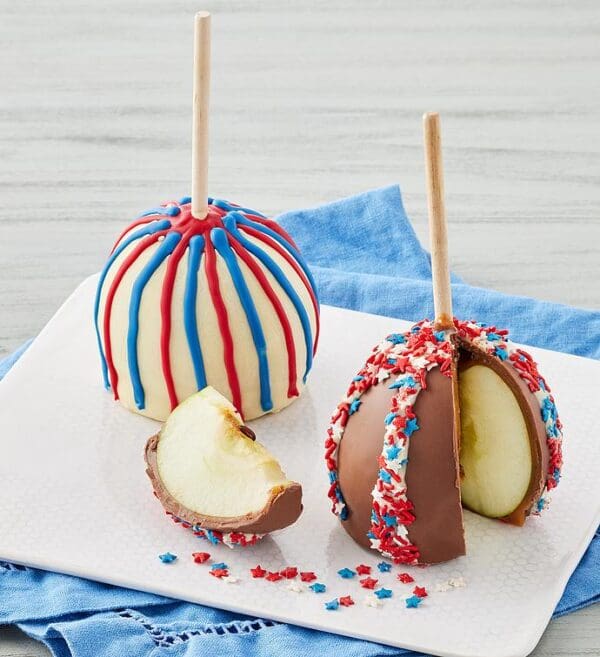 Patriotic Belgian Chocolate-Dipped Apples, Coated Fruits Nuts, Gifts by Harry & David