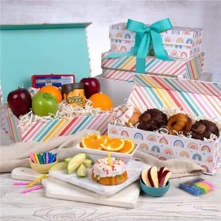 Premium Fruit and Baked Goods Happy Birthday Gift Tower