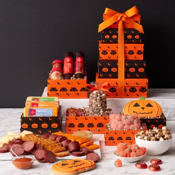 Spooky Halloween Gift Box Tower with Snacks & Candy | Halloween Gifts for Adults | Hickory Farms