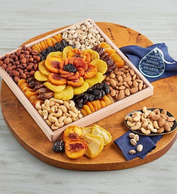 Sympathy Dried Fruit And Nut Tray With Personalized Teardrop Ornament by Harry & David